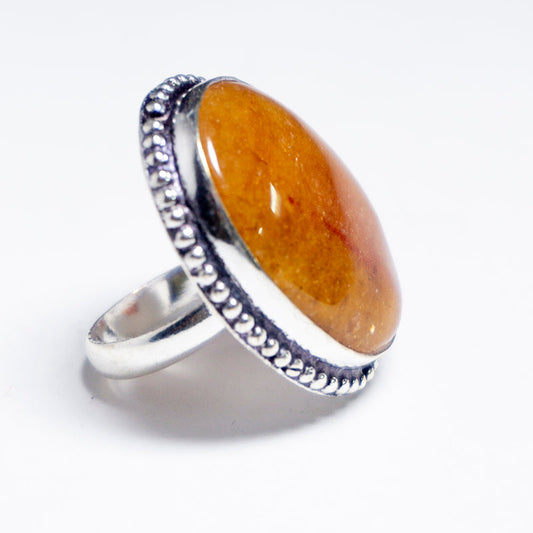 Golden Quartz Crystal Ring