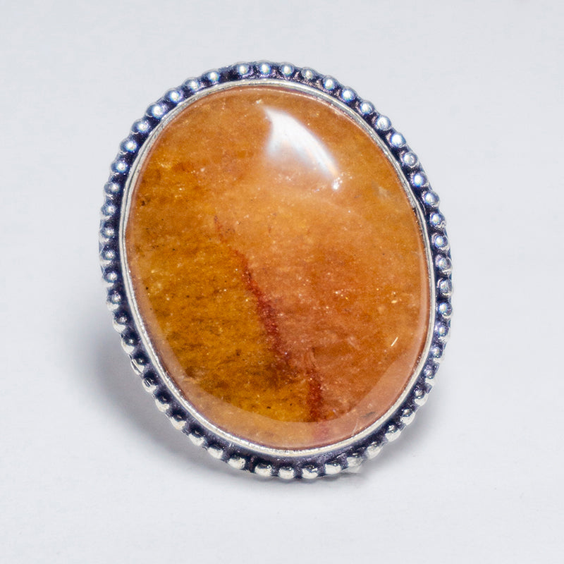 Golden Quartz Crystal Ring