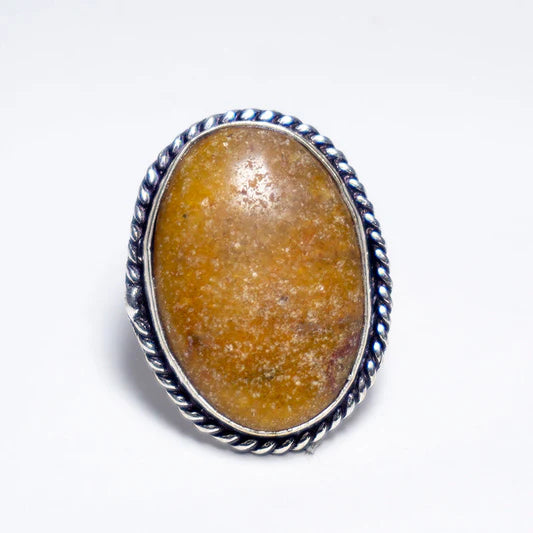 Golden Quartz Crystal Ring