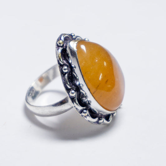 Golden Quartz Crystal Ring