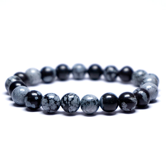 Snowflake Obsidian Crystal Bead Bracelet