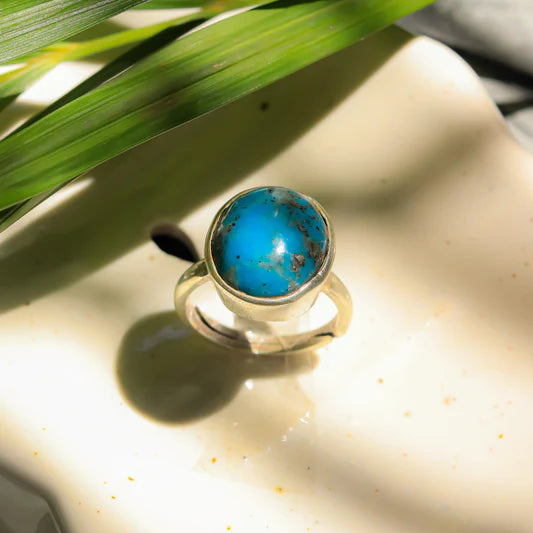 Turquoise Crystal Ring In Sterling Silver