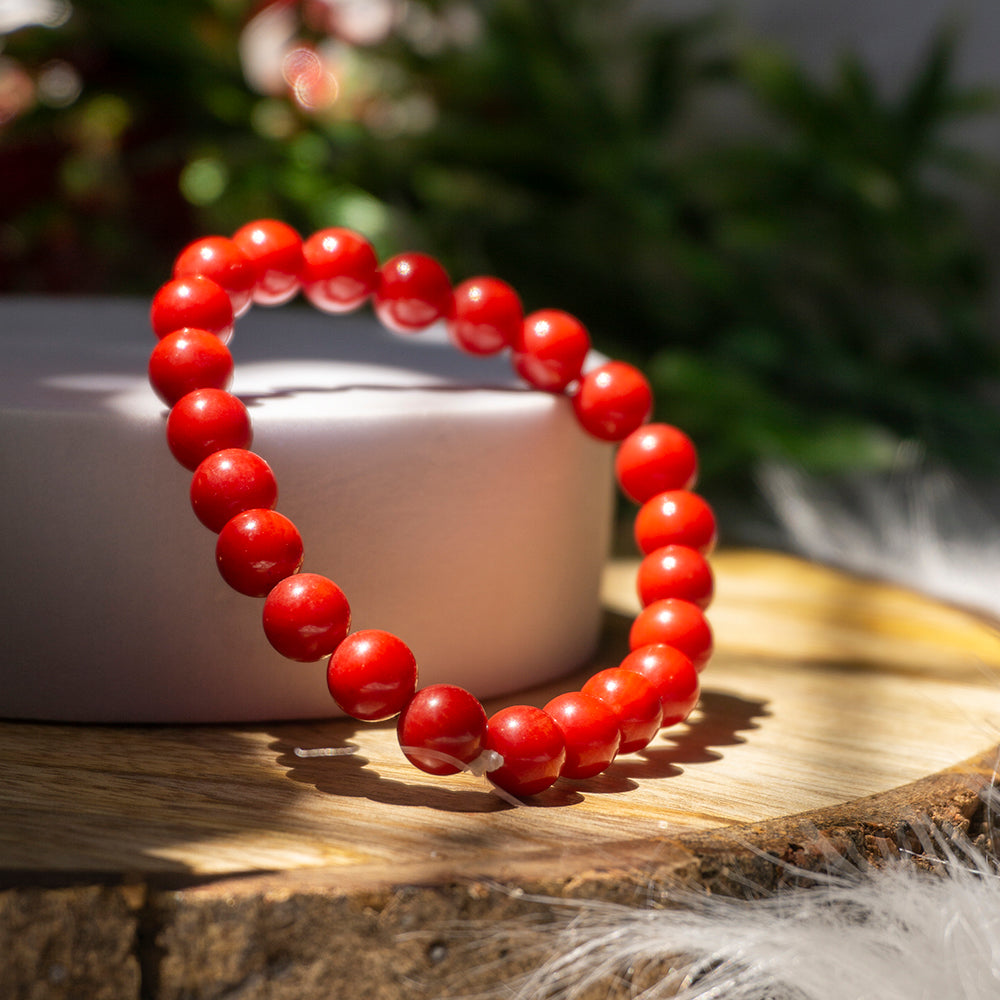 Red Coral Taiwan Crystal Bead Bracelet