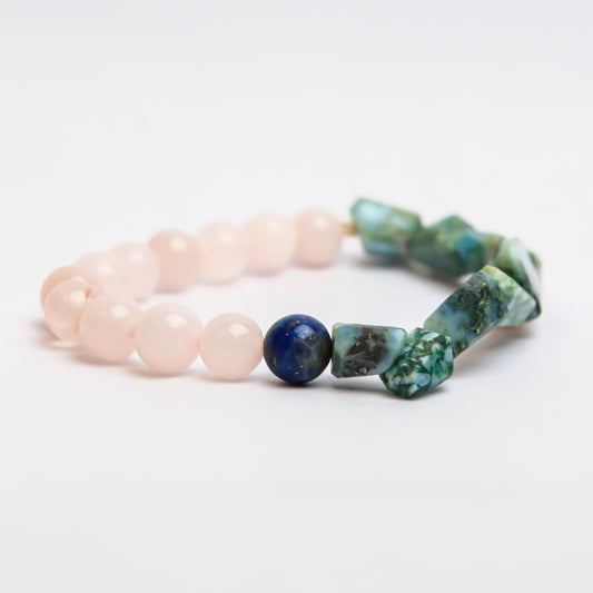 Call In Love , Colossal Calm Intention Bracelet - (Larimar Crystal, Rose Quartz Crystal)