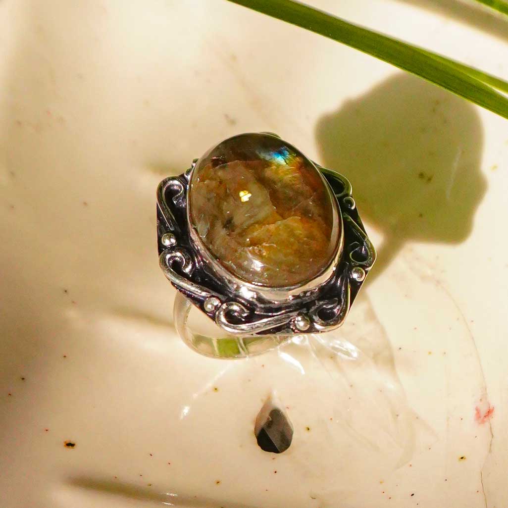 Labradorite Crystal Ring
