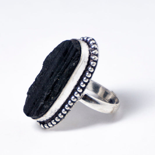 Black Tourmaline Crystal Ring