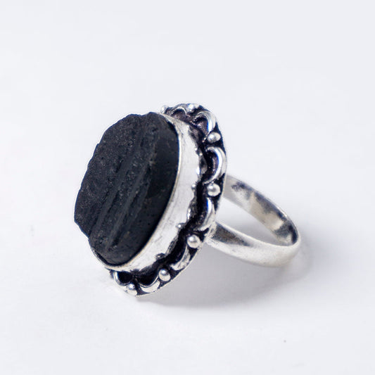 Black Tourmaline Crystal Ring