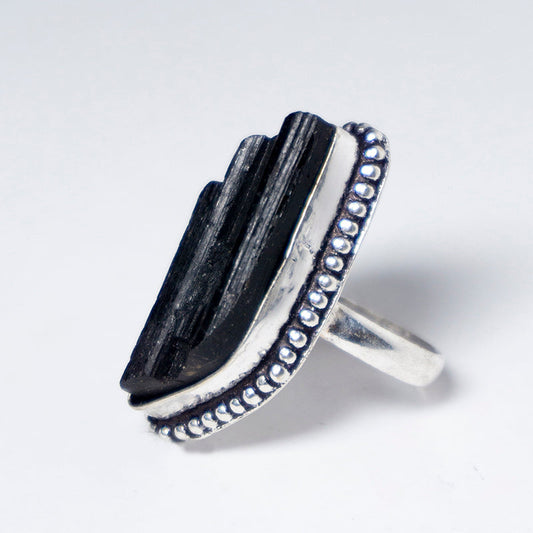 Black Tourmaline Crystal Ring