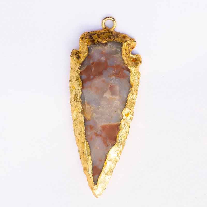 Crazy Lace Agate Crystal Arrowhead Pendant