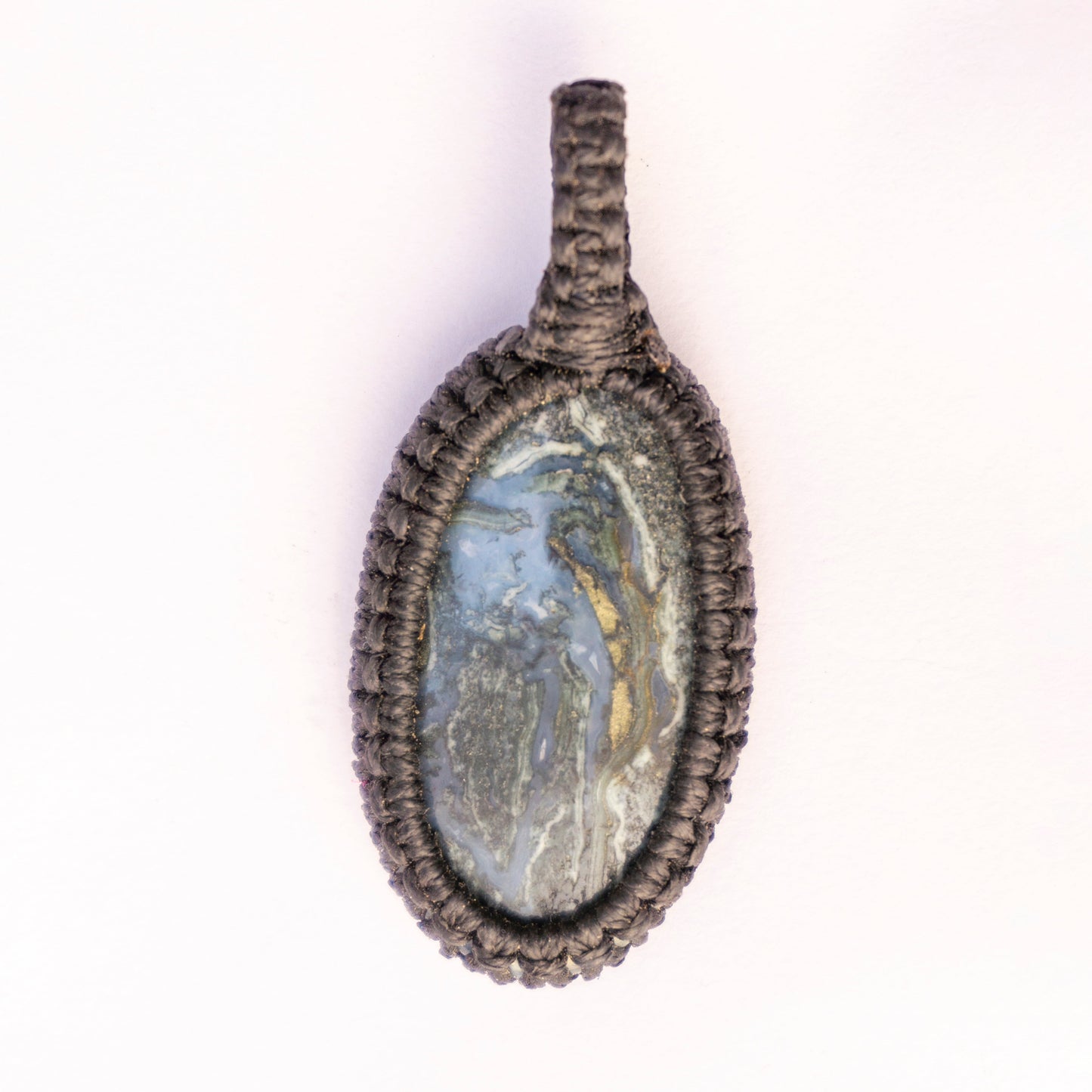 Moss Agate Crystal Crochet Pendant