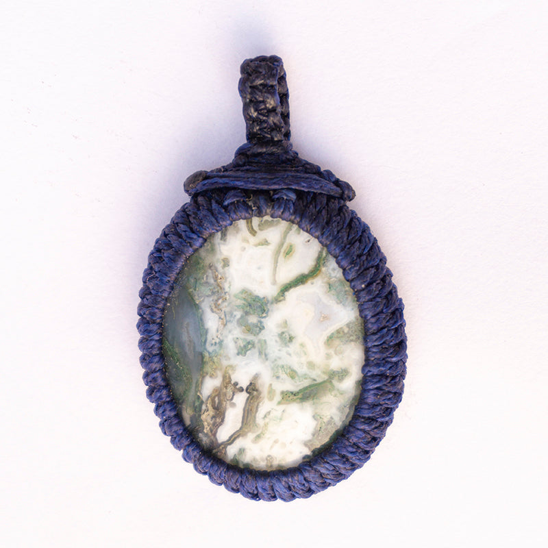 Tree Agate Crystal Crochet Pendant