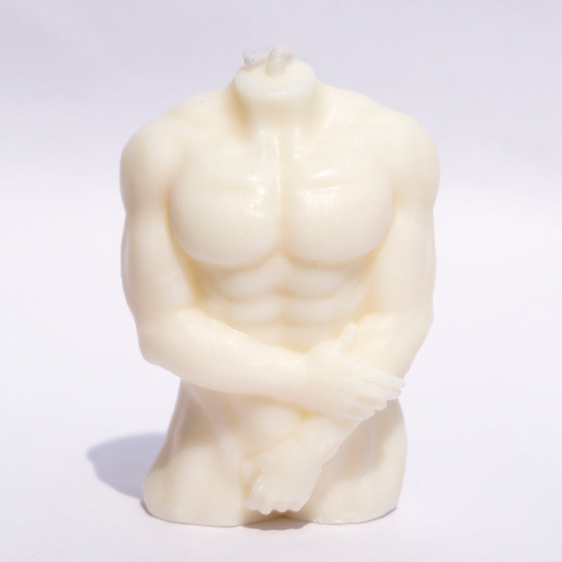 Male Torso Figure Candle White