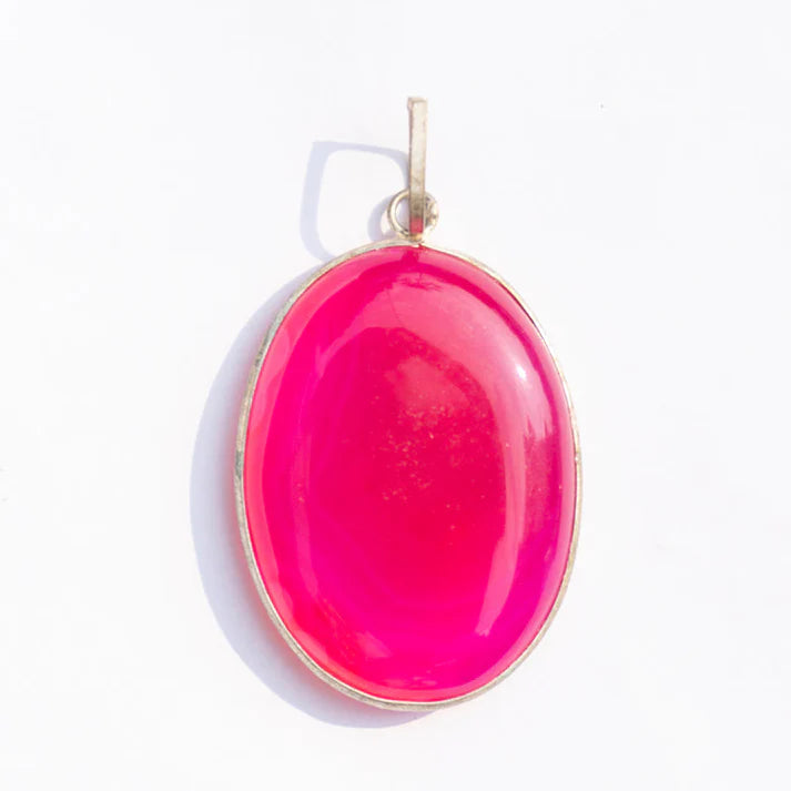 Pink Onyx Crystal Oval Pendant