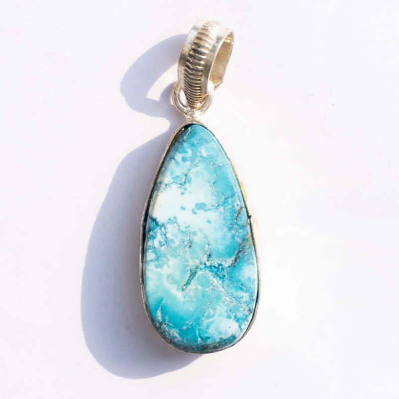 Synthetic Turquoise Crystal Teardrop Pendant