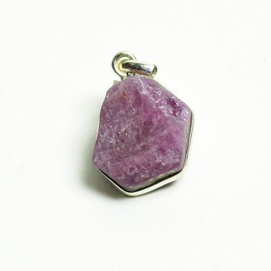 African Ruby Crystal Silver Pendant