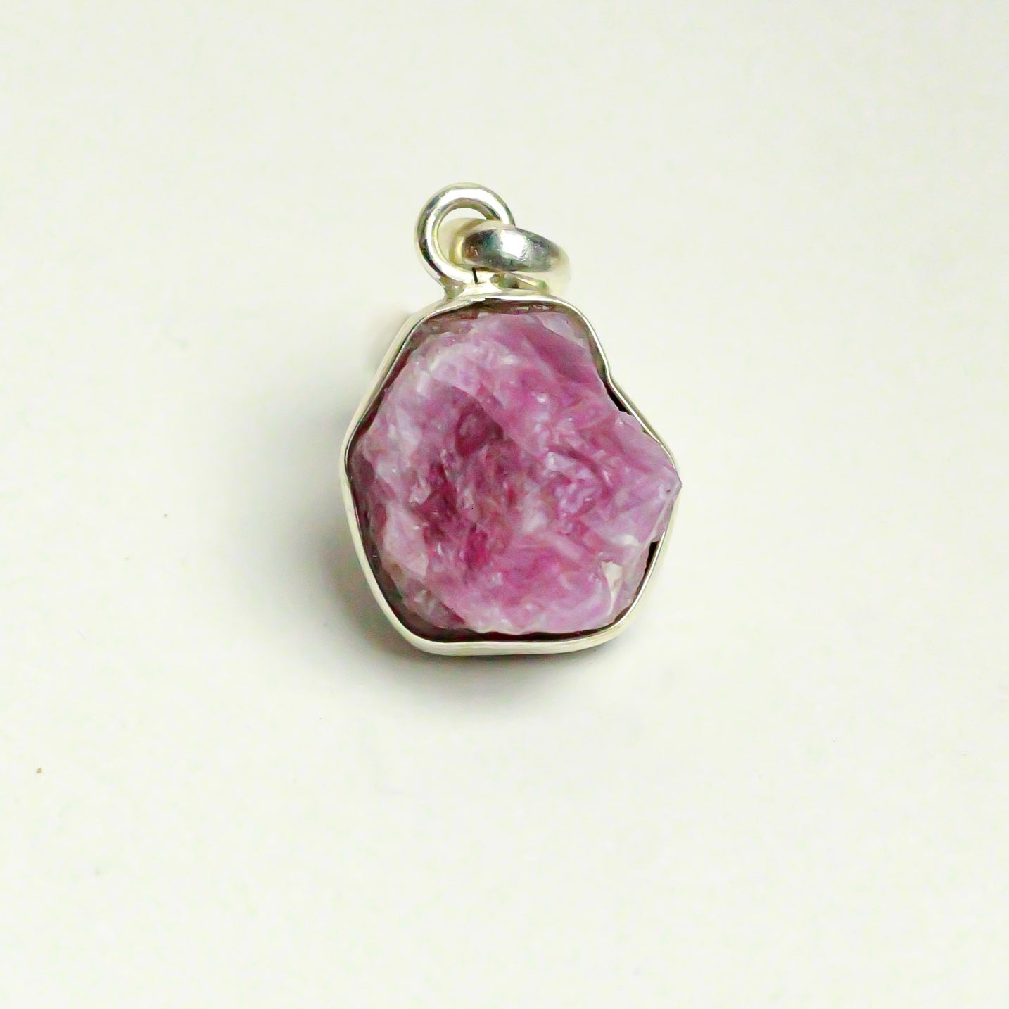 African Ruby Crystal Silver Pendant