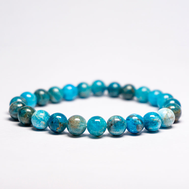 Blue Apatite Crystal Bead Bracelet