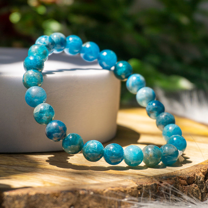 Blue Apatite Crystal Bead Bracelet