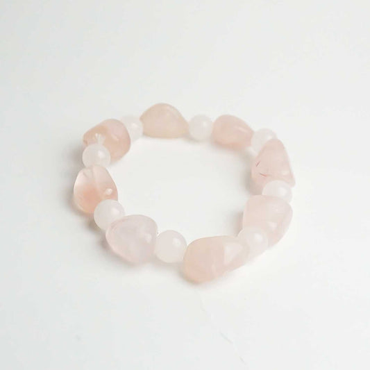 Real Rose Quartz Crystal Bead & Tumble Intention Bracelet