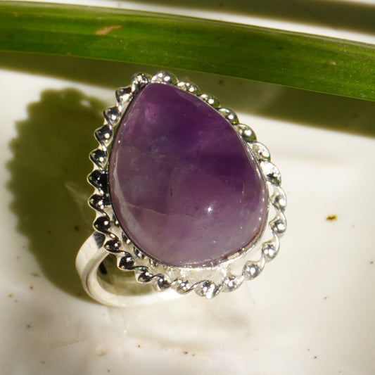Real Amethyst Crystal Ring