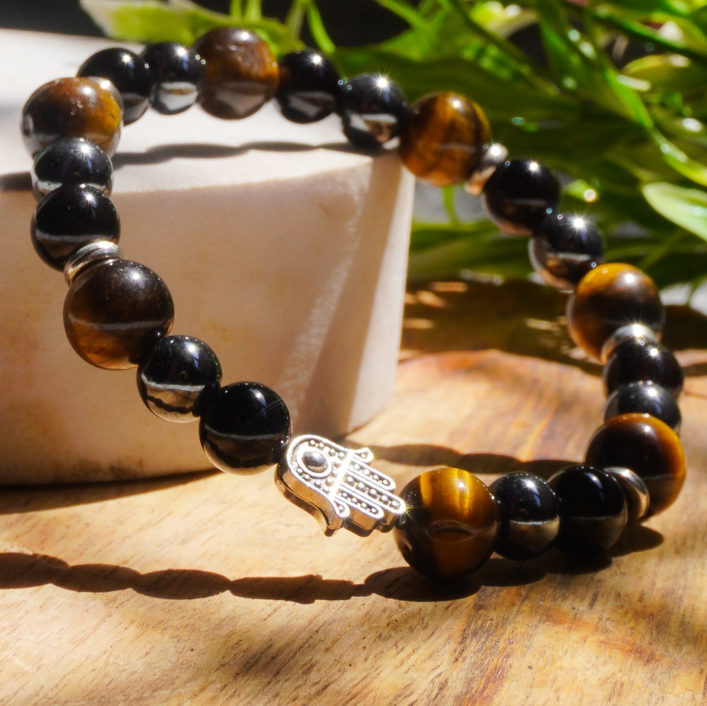 The Oracle Of Strength , Power And Expansion Intention Fancy Bracelet (Tiger's eye Crystal,Hematite Crystal,Black Onyx Crystal)