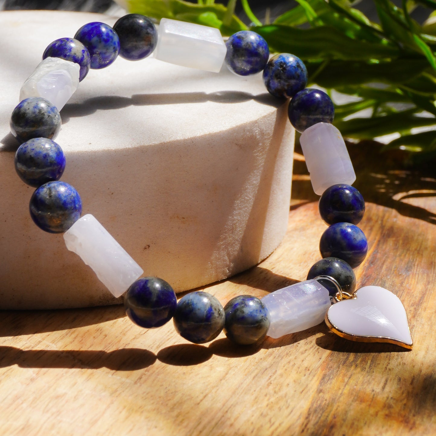 The Wordsmith And Magician Intention Fancy Bracelet (Lapis Lazuli Crystal,Blue Lace Agate Crystal)