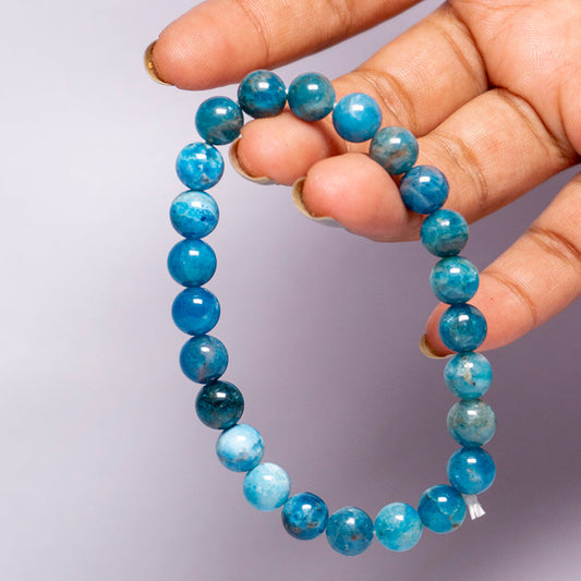 Blue Apatite Crystal Bead Bracelet