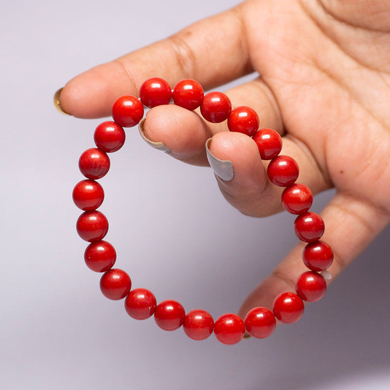 Red Coral Taiwan Crystal Bead Bracelet