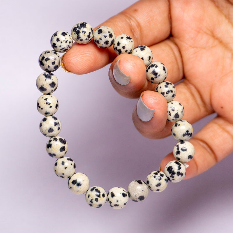 Dalmation Jasper Crystal Bead Bracelet