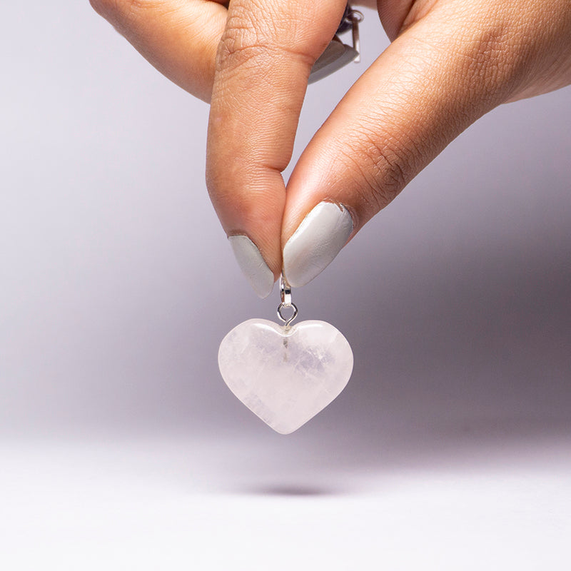 Rose Quartz Crystal Heart Pendant