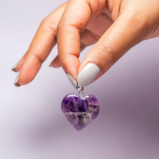 Amethyst Crystal Heart Pendant