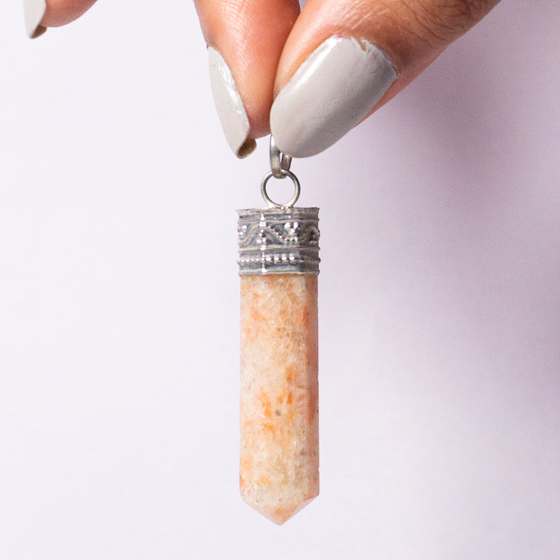 Sunstone Crystal Point Pendant