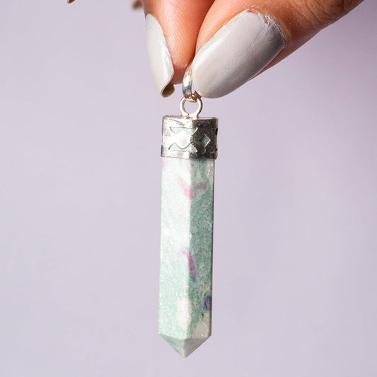Ruby Zoisite Crystal Point Pendant