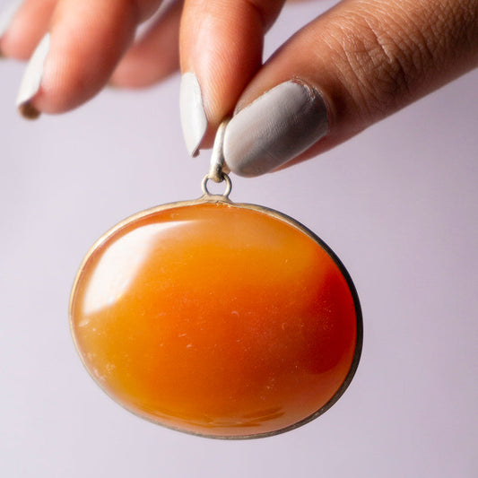 Carnelian Crystal Oval Pendant