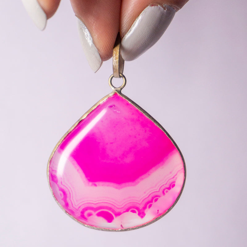 Pink Onyx Crystal Teardrop Pendant