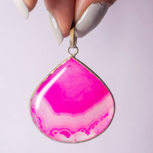 Pink Onyx Crystal Teardrop Pendant