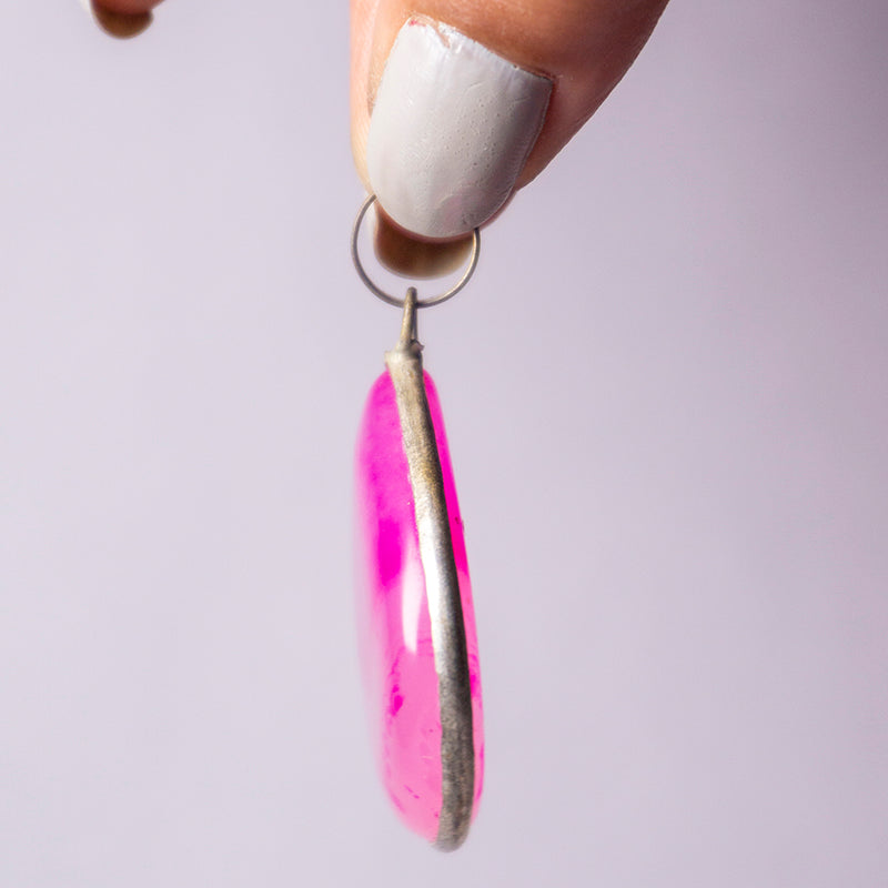 Pink Onyx Crystal Teardrop Pendant