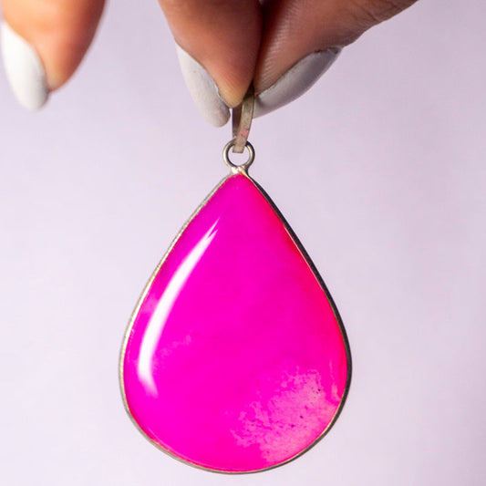 Pink Onyx Crystal Teardrop Pendant