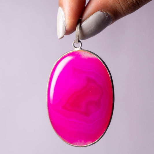 Pink Onyx Crystal Oval Pendant