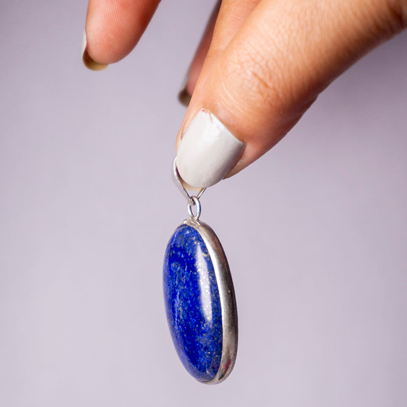 Lapis Crystal And Stone Necklace Oval Pendant Jewellery