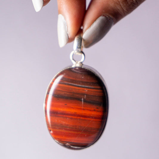 Red Tiger's Eye Crystal Oval Pendant