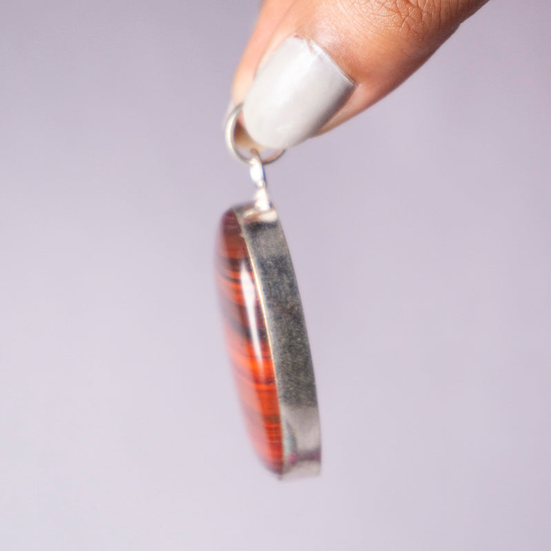Red Tiger's Eye Crystal Oval Pendant