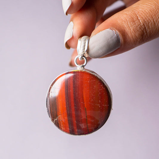 Red Tiger's Eye Crystal Round Pendant