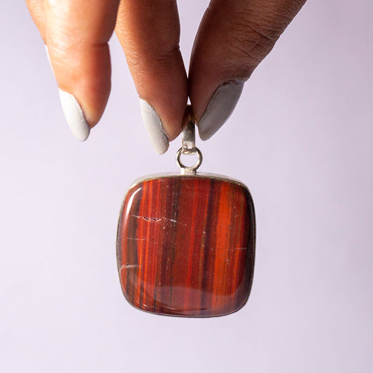Red Tiger's Eye Crystal Square Pendant