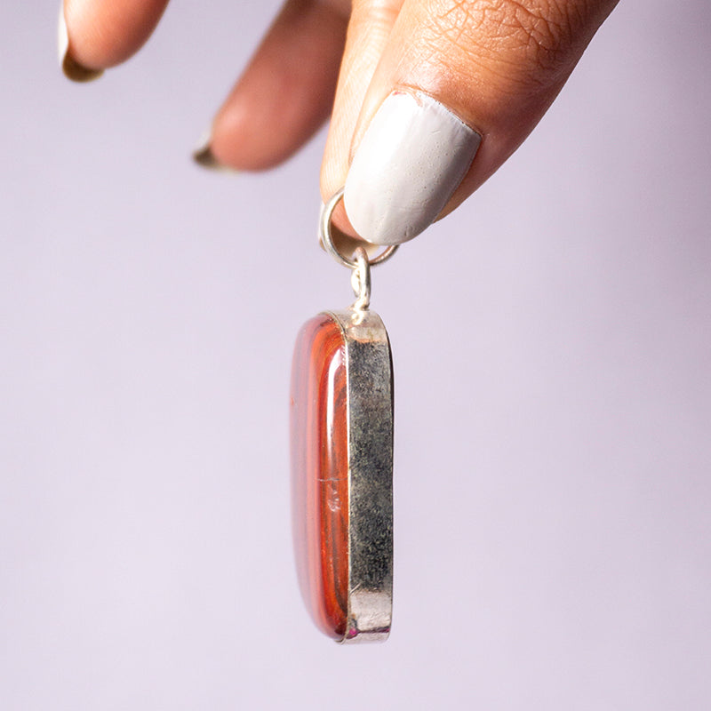 Red Tiger's Eye Crystal Square Pendant
