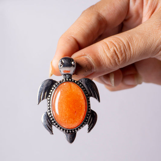 Carnelian Crystal Turtle Pendant