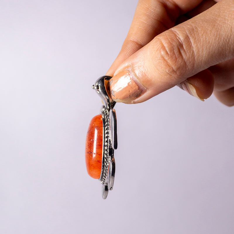 Carnelian Crystal Turtle Pendant