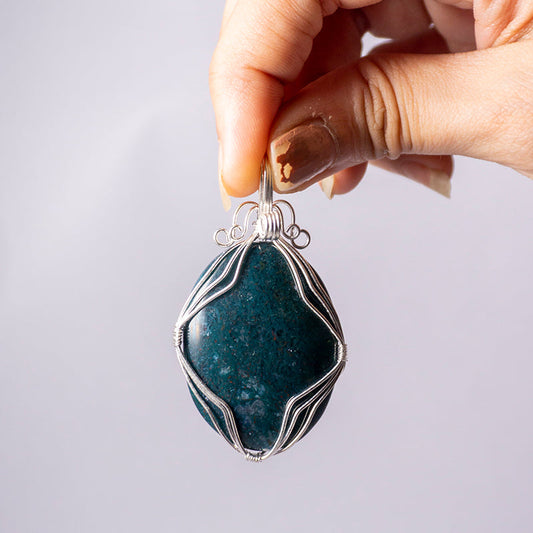 Moss Agate Crystal Pendant Jewellery