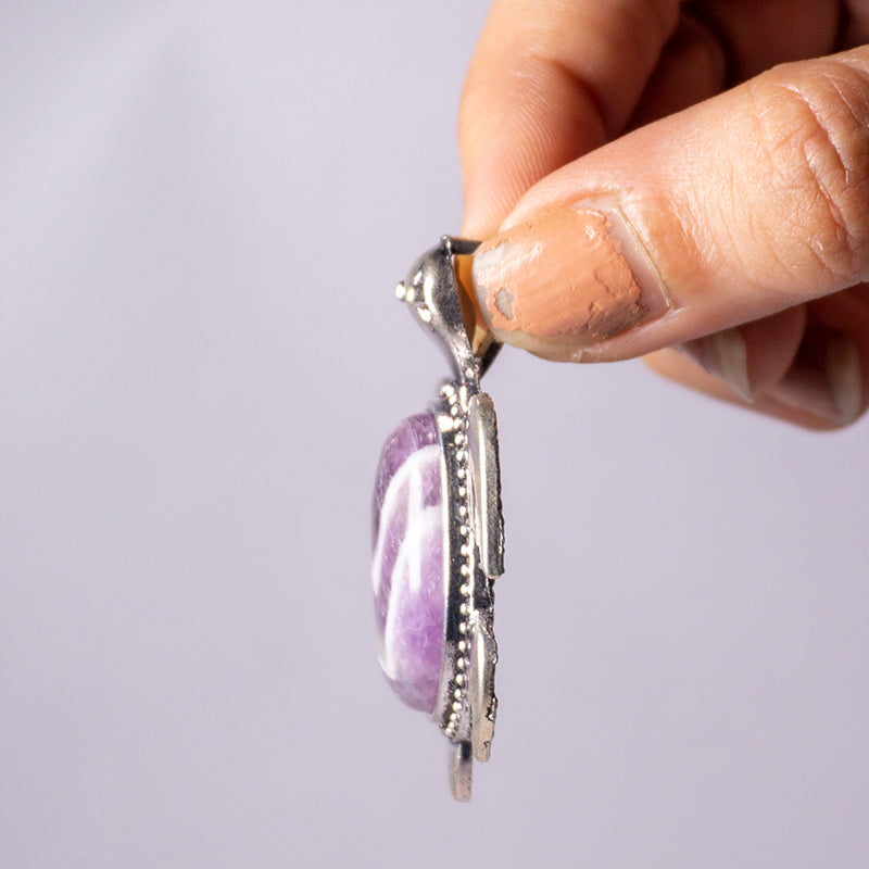 Amethyst Crystal Turtle Pendant