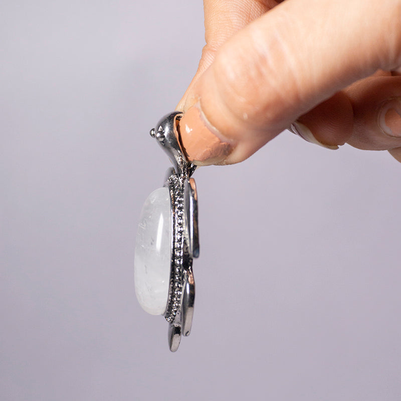 Clear Quartz Crystal Turtle Pendant